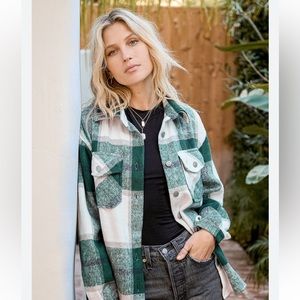 Green & White Plaid Shacket